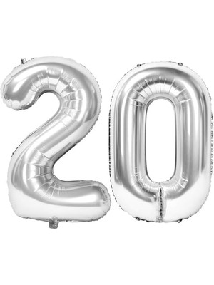 Benim Marifetlerim - 20 Rakamı Gümüş Folyo Balon 16 Inch 40 cm
