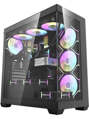 AIGO DS900 Siyah 1000W 80+ Bronze ARGB Mid Tower Kasa