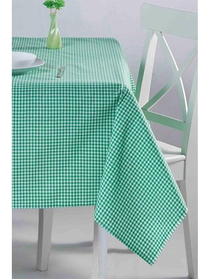 Denizli Çeyiz Küçük Kareli Desen Pötikareli Masa Örtüsü-Sofra Bezi-Piknik Örtüsü Yeşil Beyaz 170 x 170