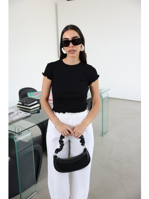 Çift Görünümlü Kısa Kol Bluz