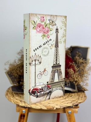 RS307 Fotoğraf Albümü 10X15CM 300 Fotoğraf Kapasiteli Eyfel Kulesi Desenli Lüks Albüm