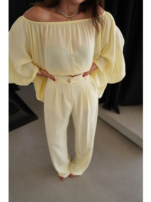 Gold Düğmeli Pileli Klasik Pantolon