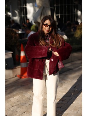 Özge Özgenç Çift Cepli Çıtçıtlı Kürk Ceket