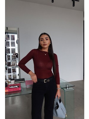 Özge Özgenç Naturel Yaka Ince Kaşmir Bluz