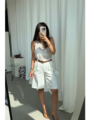 Pileli Basic Kumaş Şort