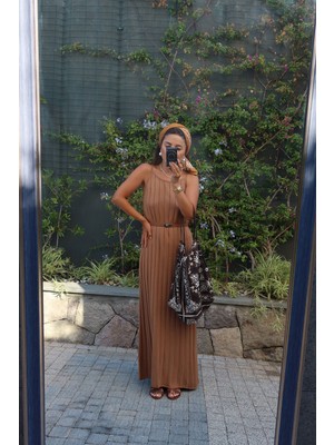 Ip Askılı Uzun Triko Elbise