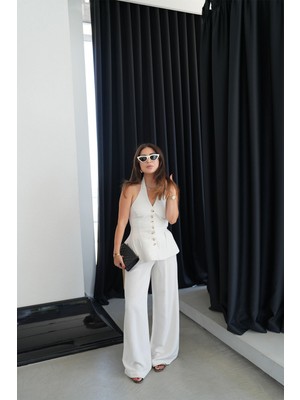 Keten Yelek Pantolon Takım