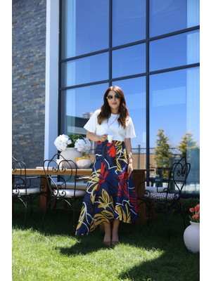 Karışık Desenli Poplin Etek