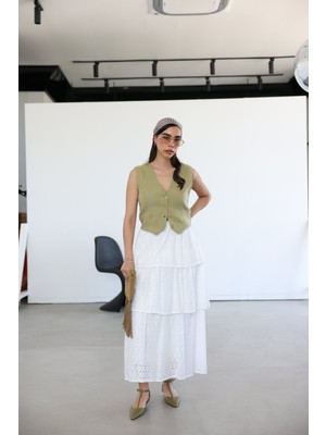 Kat Kat Uzun Güpür Etek