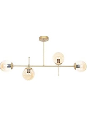 Fer Avize Çello Modern Lüks Tasarım Renk Bal Camlı Tavan Yemek Masası Üstü -Salon 4 Lü Avize