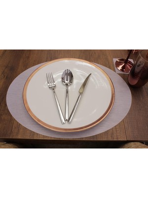 Gri Oval Bambu Desen Lazer Kesim Amerikan Servis 2 Adet 35X45 cm