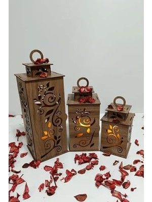 Ahşap Dekoratif Mumluk Kahverengi 1