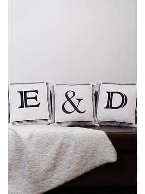 Sonsuz Sembollü Kırlent Kılıfı Kadife 43X43 cm Çift Taraflı Sonsuzluk Kedi Desenli Evlilik Teklifi