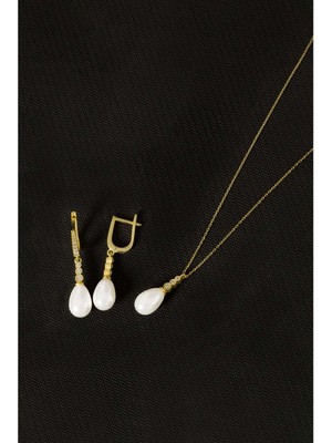 Else Silver 925 Ayar Gümüş Süzme Damla Inci Set