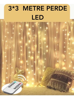 Bodrum Ekipman 3x3 Metre Perde LED Işık – Parti ve Bahçe Dekorasyonu - ER001Y-53BY54