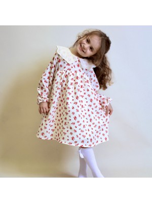 Ozzy Kids Kız Çocuk Yakalı Çiçek Desenli Müslin Elbise