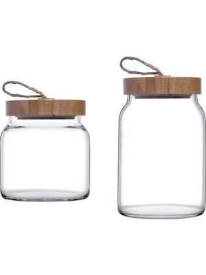 43573S00 Woody Ahşap Kapaklı Kavanoz, Şeffaf ve 43583S00 Woody Ahşap Kapaklı Kavanoz 860 cc