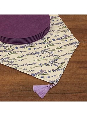 Çiçek Desenli Beyaz Zemin Arka Plan Dijital Baskılı Runner Amerikan Servis 40X150 cm