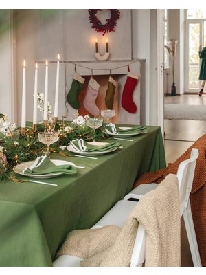 Kristal | 6'lı Yılbaşı Temalı Peçete 38 x 38 cm (Haki Yeşili)