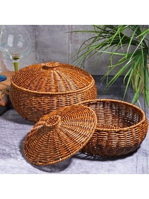 Kosova Wicker 2'li Yuvarlak Sepet