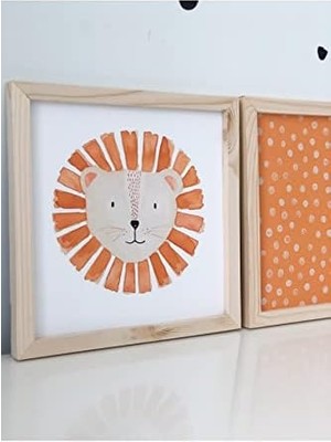 Çocuk Odası Aslan Temalı Çerçeveli Set Tek Ebat HDYNKPKPY-00053