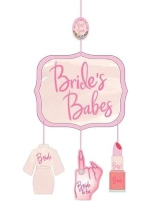 Babes Bekarlığa Veda Partisi Asılabilir Dekor Süsü, Pembe, Gelin Temalı, 3 Parçalı