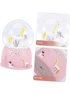 Mini Işıklı Sevimli Atlı Kız Kar Küresi