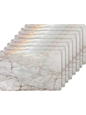 Mermer Mantar 30,48 cm x 45,72 cm Dikdörtgen Altın Altlıklı Set