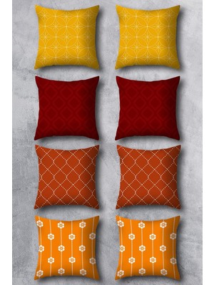 Çift Tarafı Baskılı 43X43 Kırlent Kılıfı 8'li Set Kombini