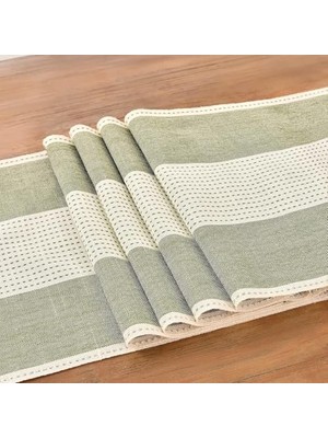 Masa Örtüsü, 13X72 Inç Adaçayı Yeşili Masa Örtüsü, Çiftlik Evi Masa Örtüsü, Püsküllü Rustik Masa Örtüsü, Yıkanabilir Masa Örtüsü, Yemek Masası Dekoru, Düğün, Parti Için