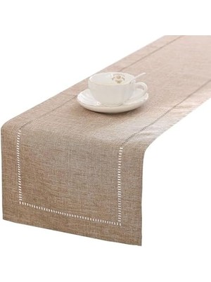 Masa Üstü Örtüsü, 32X180CM Dekoratif Keten Masa Örtüsü, Çiftlik Evi Tarzı, Günlük Kullanım Için Polyester Masa Örtüsü, Düğün ve Ev Dekorasyonu Için (Gri)