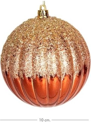 Yılbaşı Topu Simli 2'li Paket -Bronz 10 Cm.