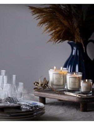 Tiem  Şeffaf Cam Doğal Üretim 3'lü Bardak Soya Mum Seti