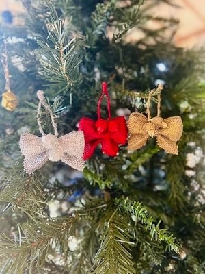 Yılbaşı Ağacı Süsü 3lü Set Yılbaşı Süsü Fiyonk Parlak Süs El Yapımı Tasarım Yılbaşı Süsü Palamut