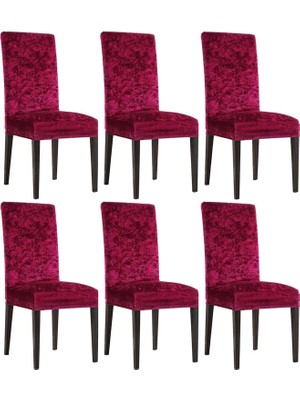 Bumedo Ipek Kadife 6'lı Kılıfı Likralı Lastikli Kadife Örtüsü (Bordo)