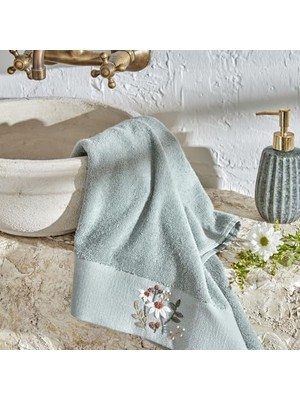 Nakışlı %100 Pamuk Havlu Mint 30X50 cm