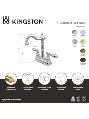 KB1495AL Çubuk Musluk, 4-3/4 "emzik Erişimi, Yağlı Bronz