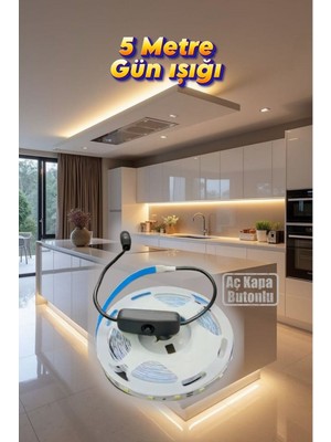Burul 5 Metre Gün Işığı Şerit Led Aç Kapa Anahtarlı ve Adaptörlü Sb-6556