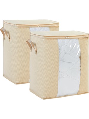 2'li Pvc Pencereli Bej Hurç Set 45 x 30 x 50 cm