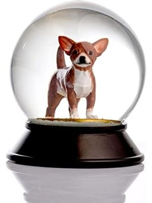 Cam ve Reçine Altın Patiler Köpek Chihuahua (Kahve) Kar Küresi Hediye