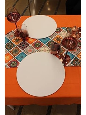 Alaca Renk Kare Desenli Dijital Baskılı Runner Amerikan Servis 40X150 cm