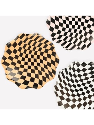 - Halloween Checker Dinner Plates - Bayramı Damalı Tabaklar (8'li)