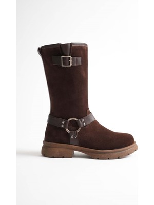 Analin Shoes Kadın Hakiki Deri Aksesuar Detaylı Binici Çizme