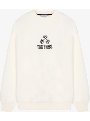 Quzu 01243 Baskı ve Nakış Detaylı Kadın Sweatshirt