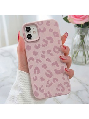 Fibaks iPhone 12/12 pro Kılıf Pembe Leopar Desenli Ince Yumuşak Silikon