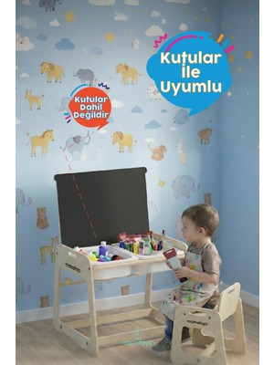 Mamatoyz My Table - Montessori Aktivite Masası ve Sandalyesi Veyazı Tahtası