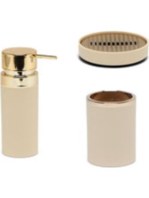 Primanova 0128 M-SAS10-09A Lenox Banyo Setı Sıyah-Bej Altın Cerceve