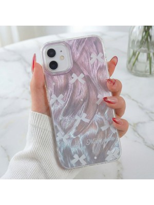 Fibaks Apple iPhone 12-12 Pro Kılıf Parlak Fiyonk Desenli Darbe Emici Kamera Çıkıntılı Renkli Silikon Kapak