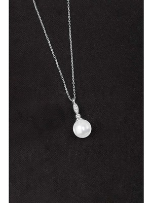 Else Silver 925 Ayar Gümüş Elegance Küre Inci Kolye - Rodyum Kaplama