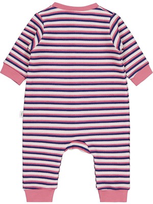 Civil Baby Çizgili ve Nice Nakışlı 6-18 Ay Tulum - Pembe 18-24 Ay